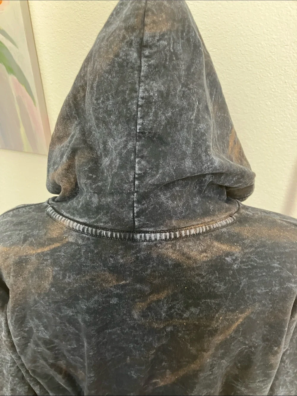 Affliction Women’s Black Distressed Hooded Sweatshirt Embellished Wing Design